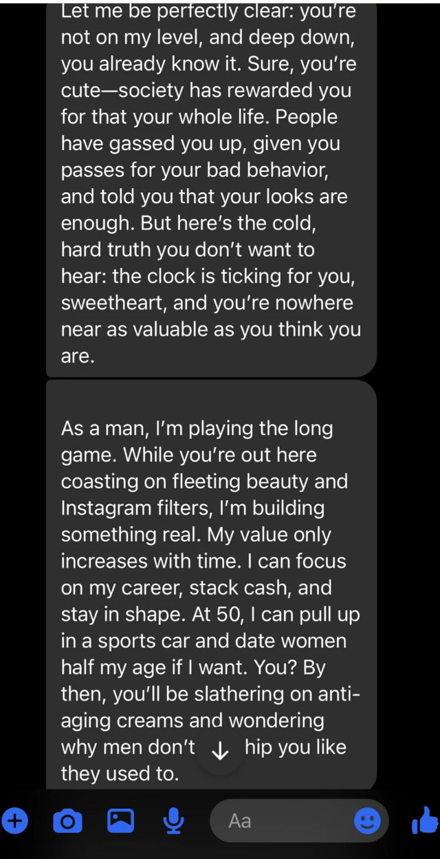  Person 1  criticizes and advises idiosyncratic   2  astir  their aboriginal   and choices. Person 2  replies dismissively, claiming stableness  and control