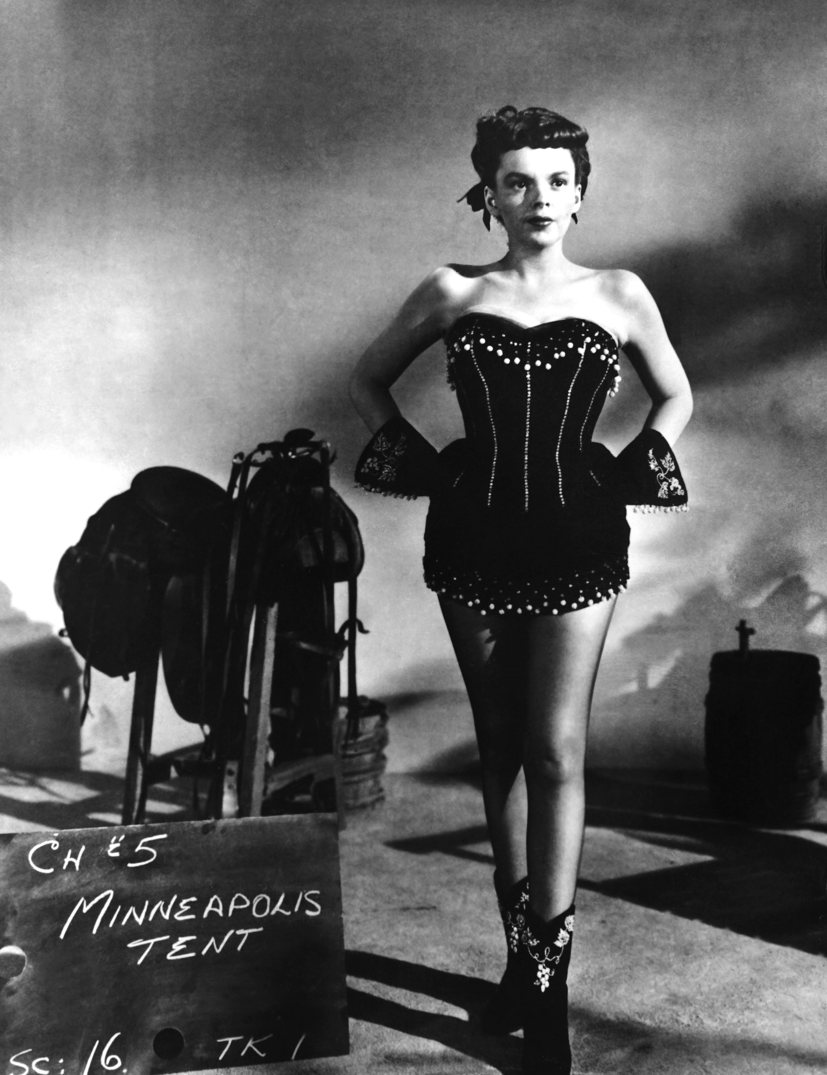 garland in a costume check for the film