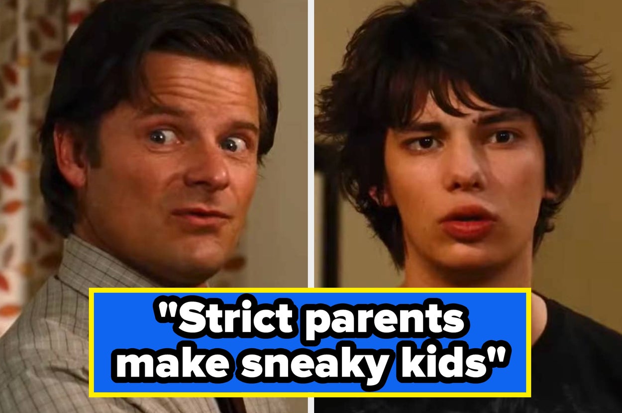 Two people in separate shots. Left: Person with combed hair, wearing a tie. Right: Person with messy hair, wearing a graphic T-shirt