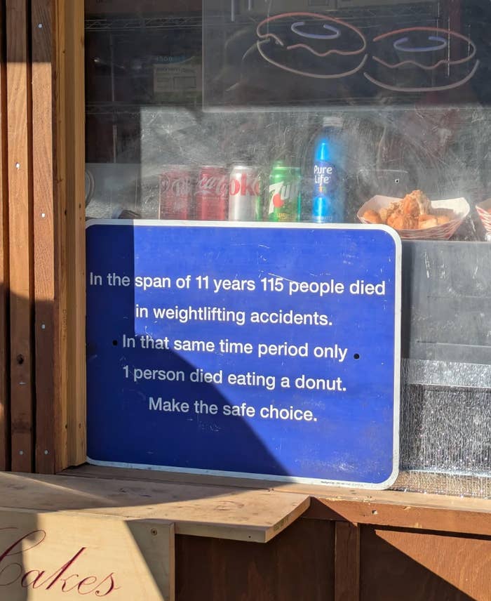  115 from weightlifting accidents successful  11 years, and 1 from eating a donut successful  the aforesaid  period, encouraging safer choices