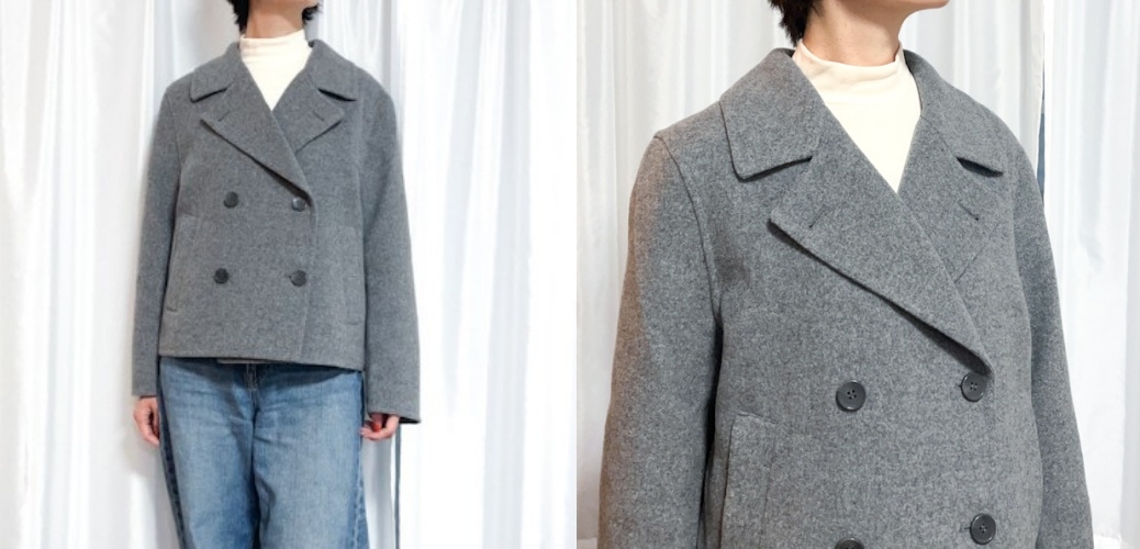 ユニクロ ダブルフェイスショートコートリラックスフィット ピーコート