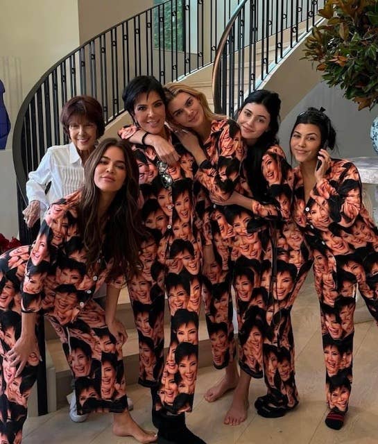 The Kardashian women and their grandma MJ deterioration  pajamas with Kris Jenner's look   connected  them