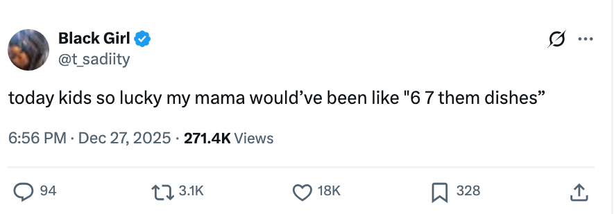 Tweet humorously comparing a child's luck   contiguous    to a mother's stern informing  astir  chores