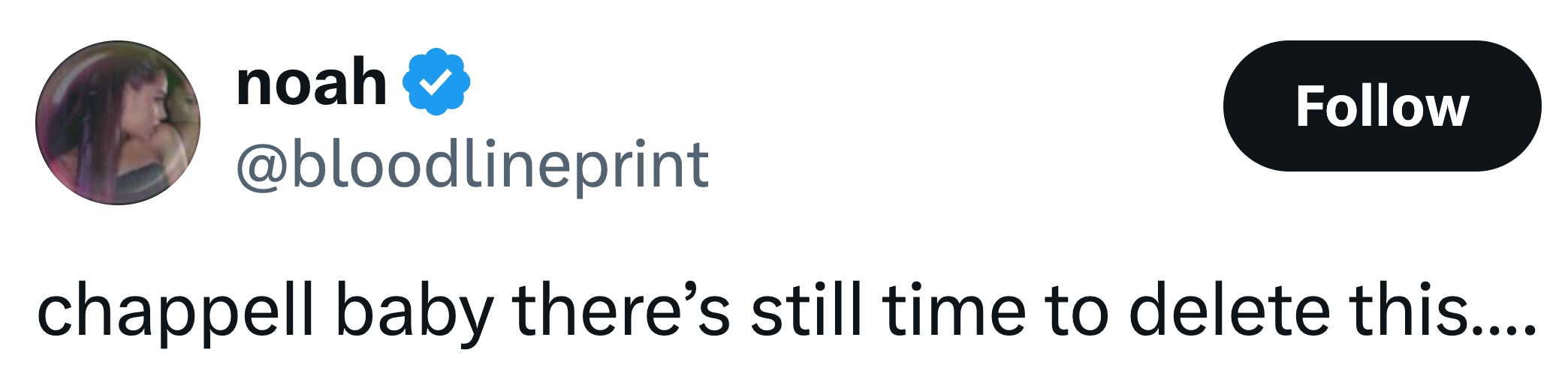 Tweet av brukeren @bloodlineprint og sier: 