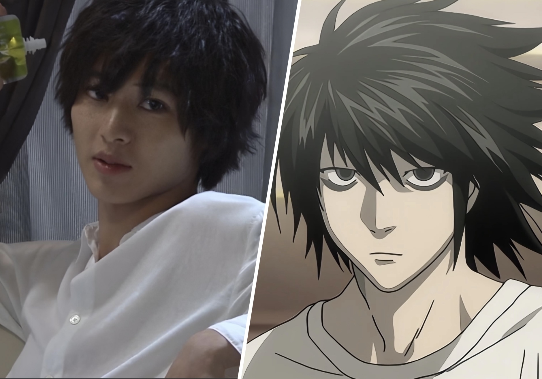 A side-by-side examination of the live-action versus the animated movie of the quality L from the bid Death Note.