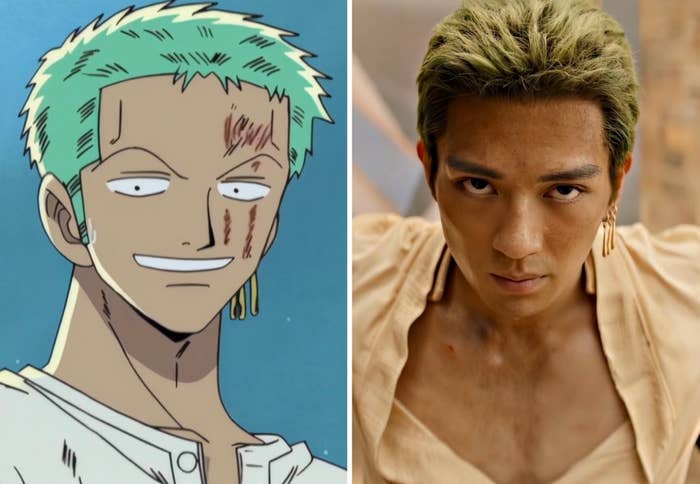  A side-by-side examination  of the live-action versus the animated movie  of the quality  Zoro from the bid    One Piece