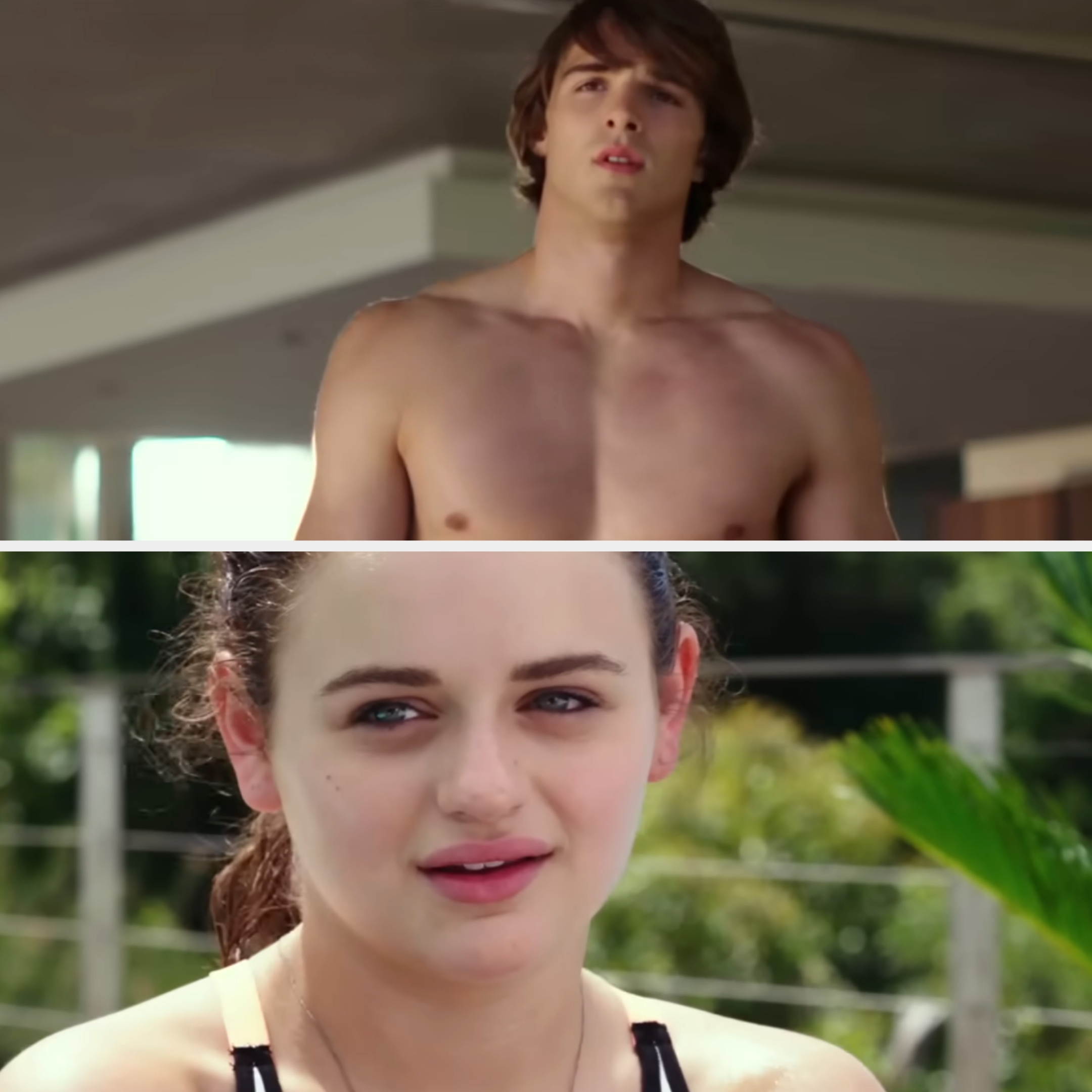 Joey King's character watches Elordi's character shirtless in the film