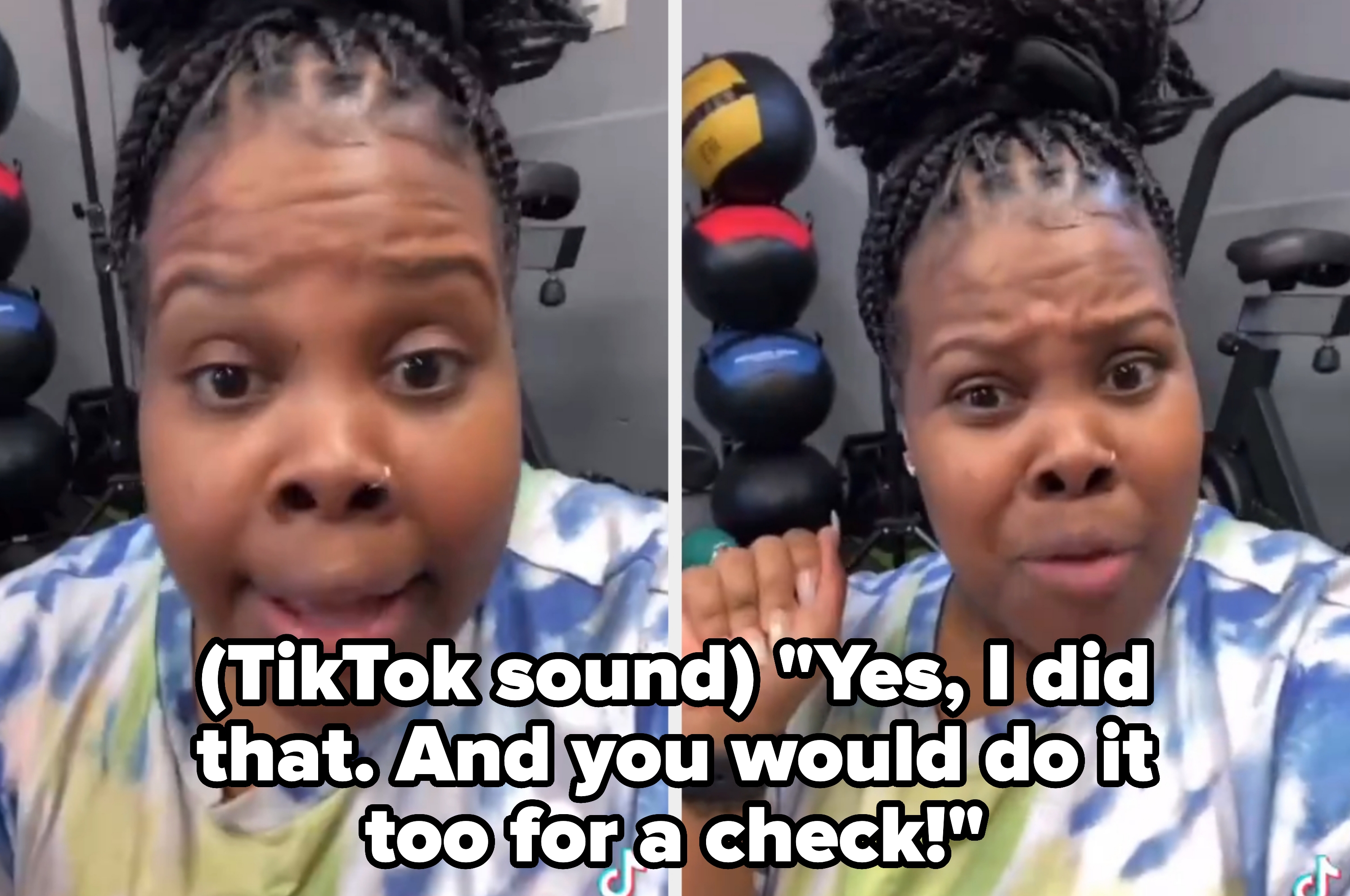 Riley mouths along to the tiktok sound "yes, I did that. and you would do it too for a check"