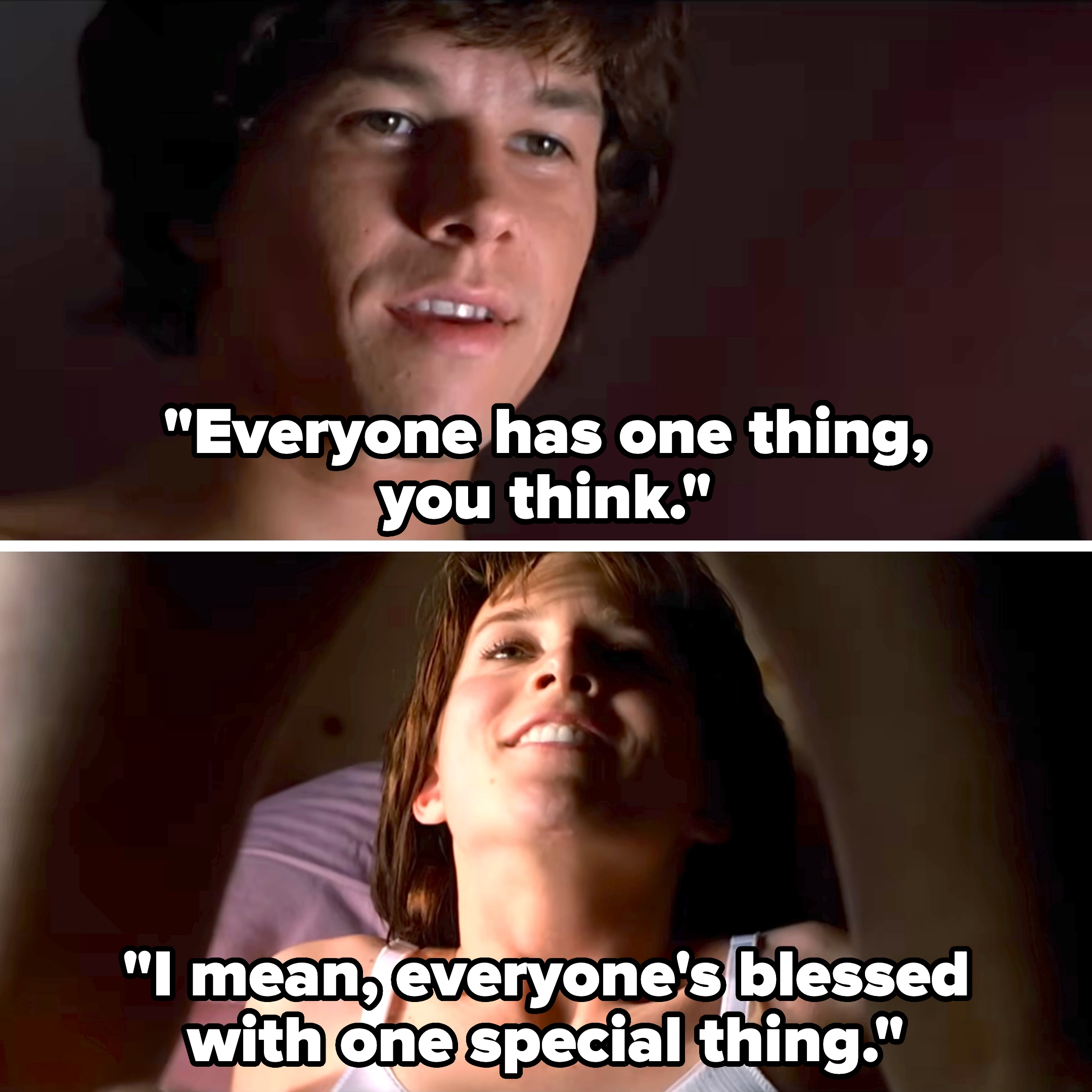 Wahlberg in the film saying everyone's blessed with one special thing as he gets naked