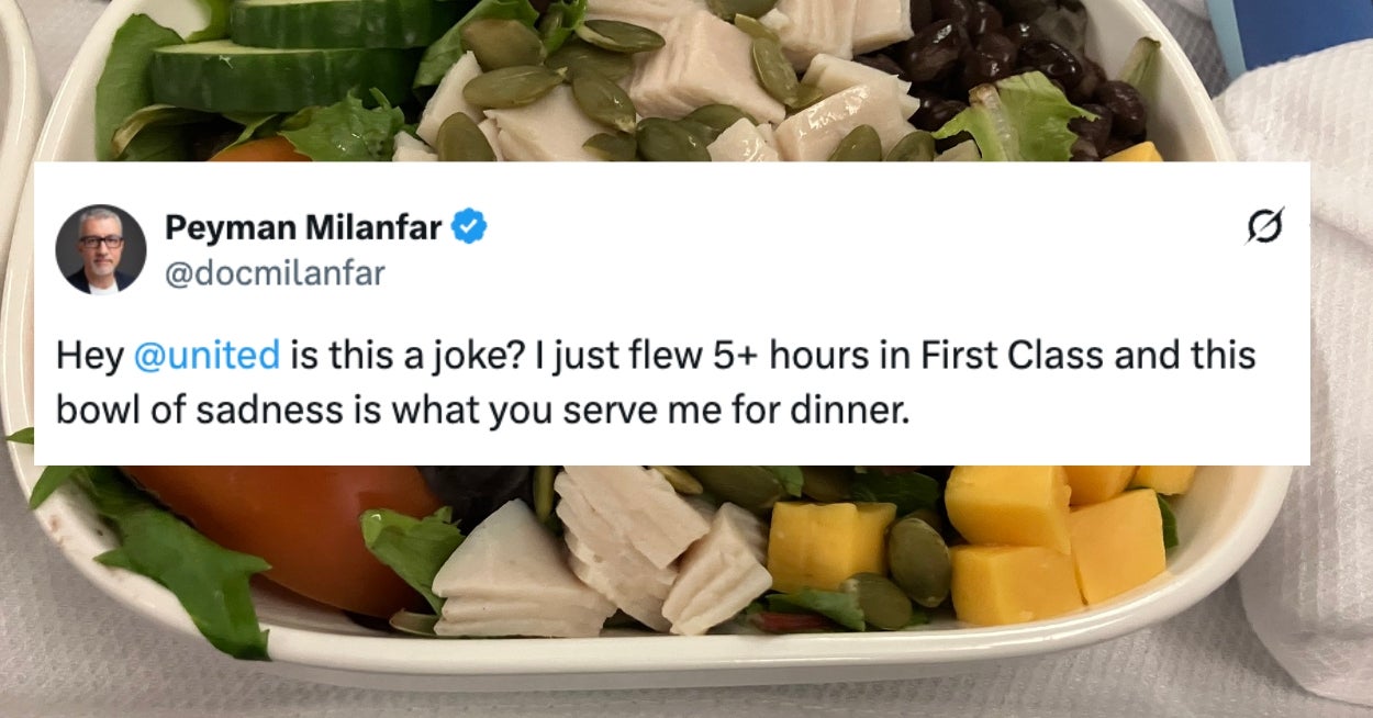 This Depressing Meal Served On A First Class Flight Is Proof That Everything Is Getting Worse