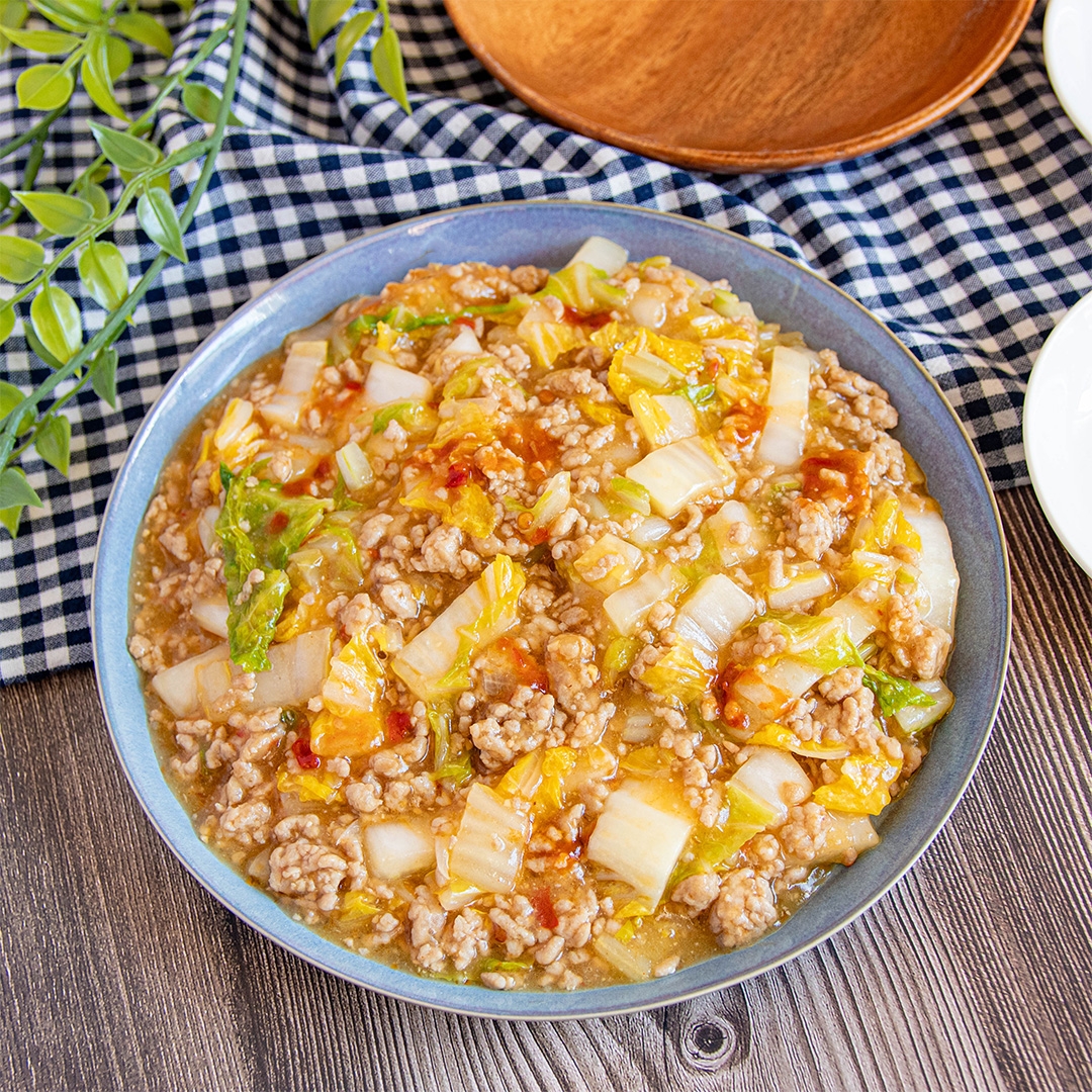 白菜とひき肉を使ったマーボー白菜。