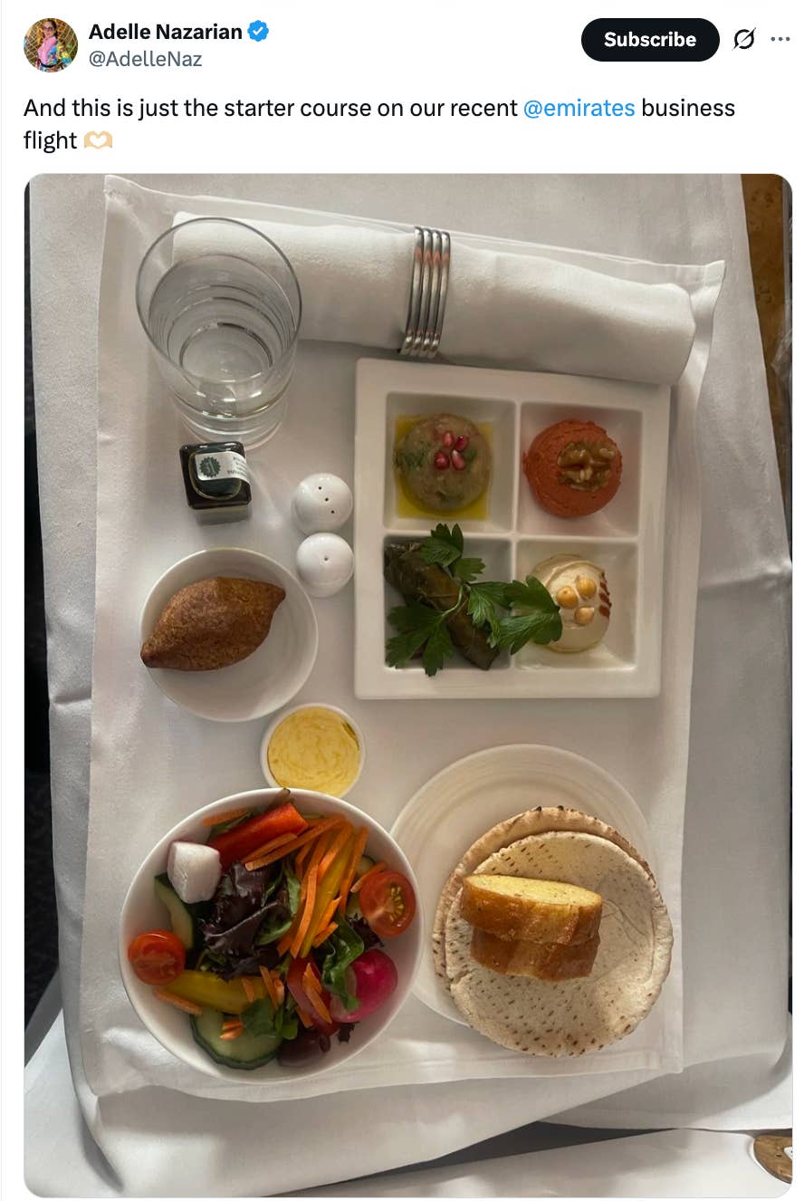 ファーストクラスの機内食が微妙…乗客が怒りの投稿→公開された写真に