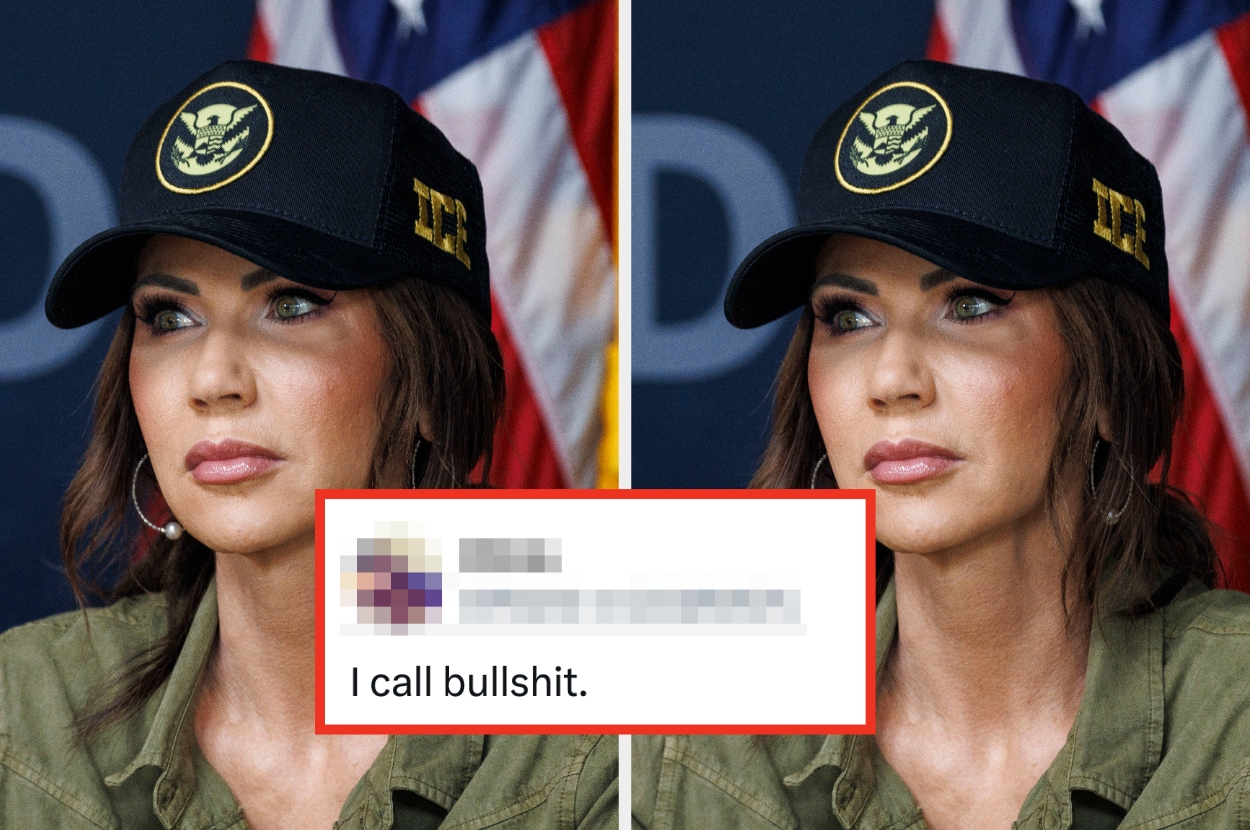 Person wearing a cap with an eagle emblem and initials, overlaid with a comment: "I call bullshit."