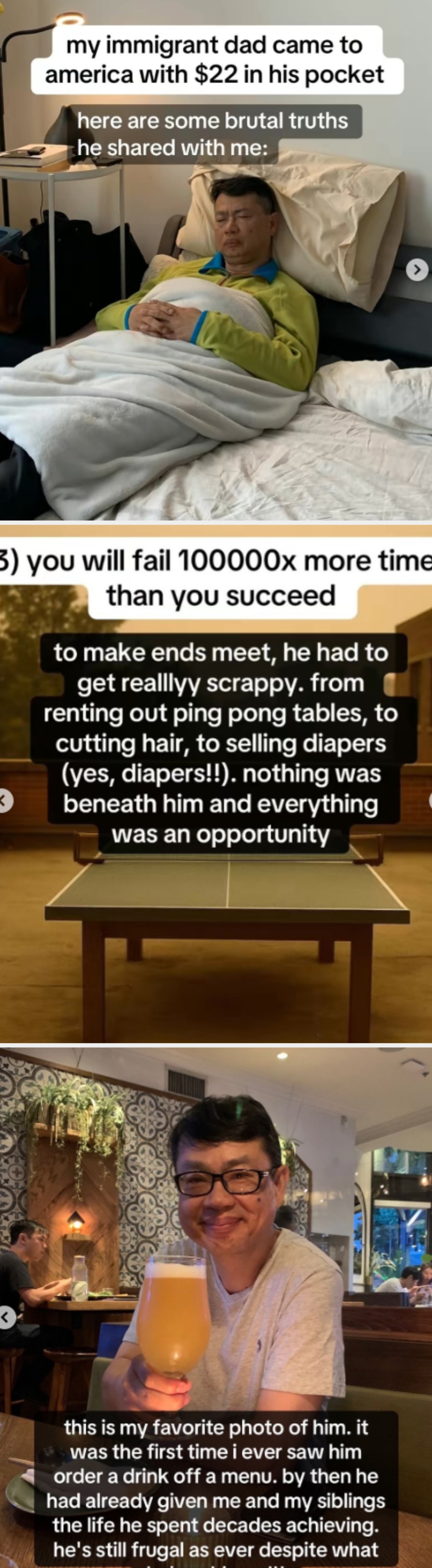  "my migrant  dada  came to america with $22 successful  his pocket. present  are immoderate   brutal truths helium  shared with me."