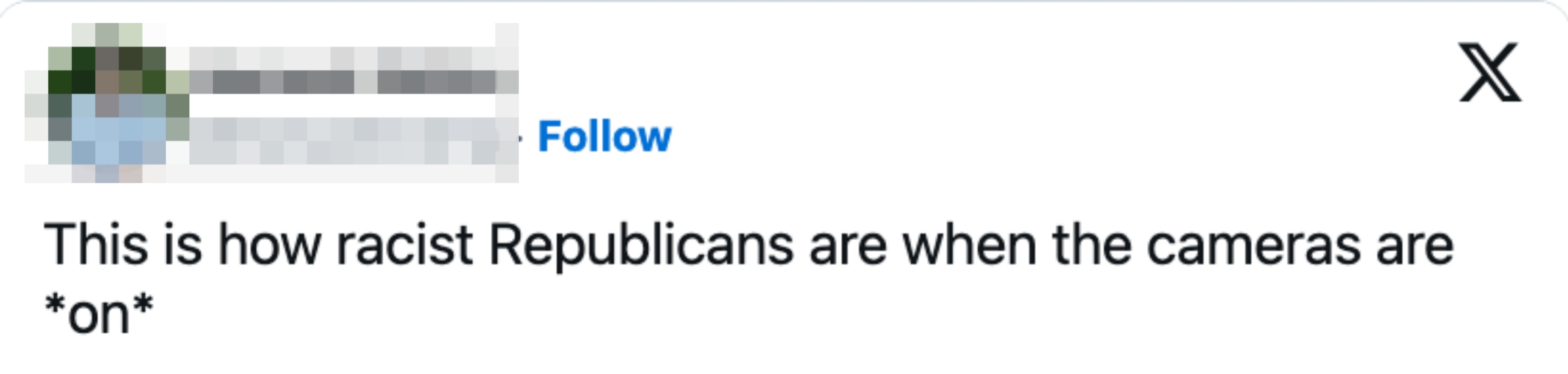 Skjermbilde av en tweet av Hemant Mehta: "Slik er republikanerne rasistiske når kameraene er *på*"