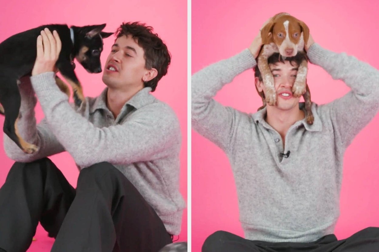 Tom Blyth Plays With Puppies While Answering "People We Meet On Vacation" Questions, And So Much More