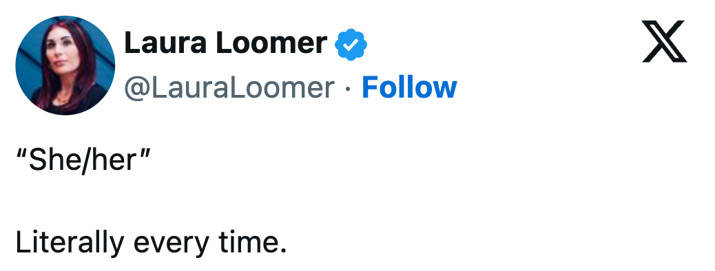 Tweet av Laura Loomer med teksten: 