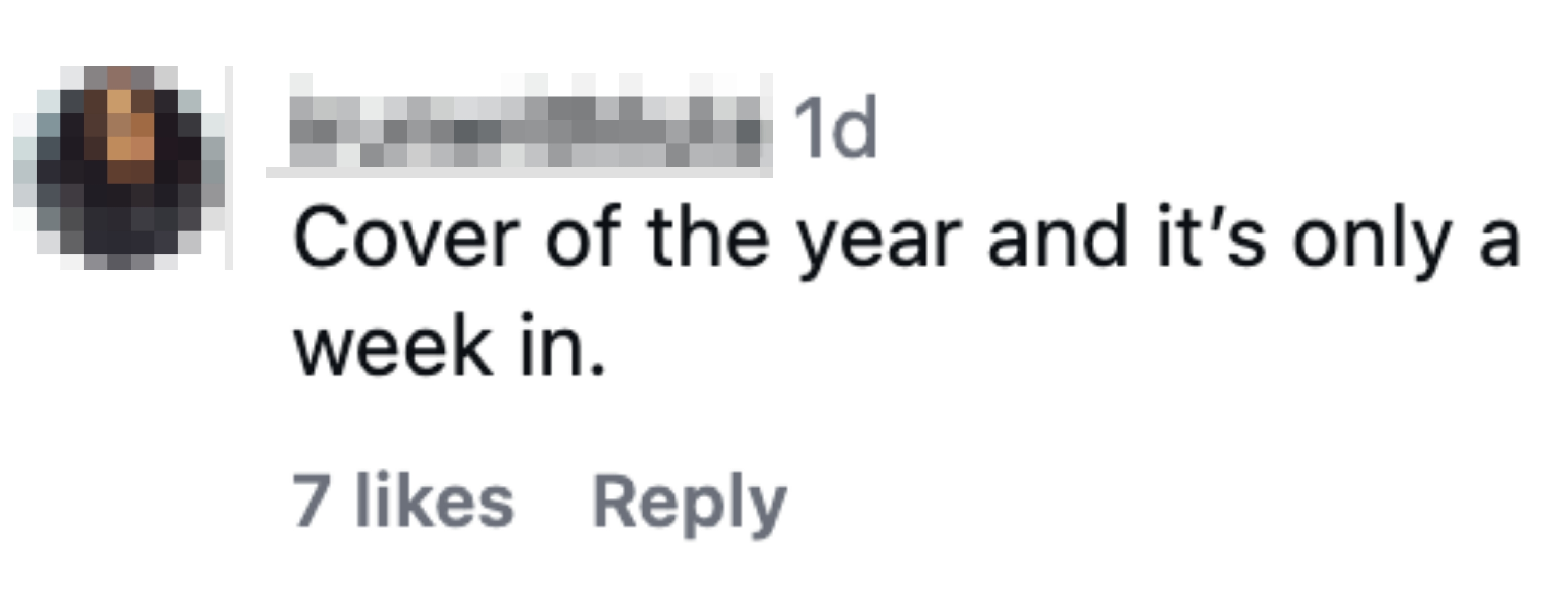 Kommentar: "Årets omslag og det er bare en uke om." 7 liker