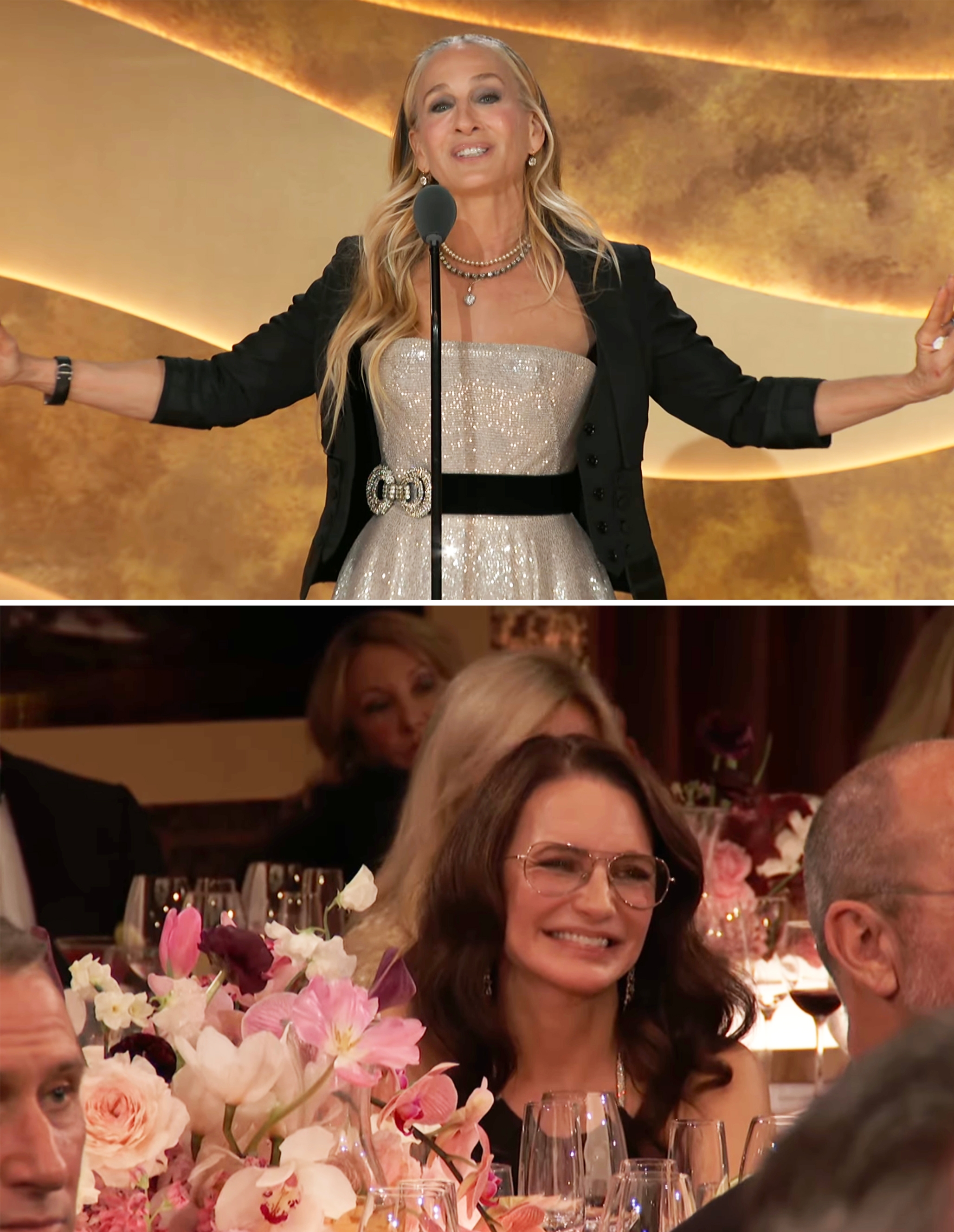  Person smiling astatine  a ceremonial  lawsuit   surrounded by flowers