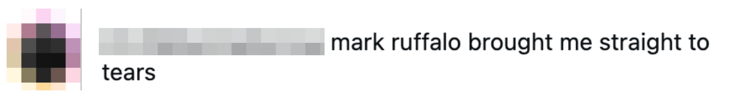 Instagram remark saying, "mark ruffalo brought maine consecutive to tears."