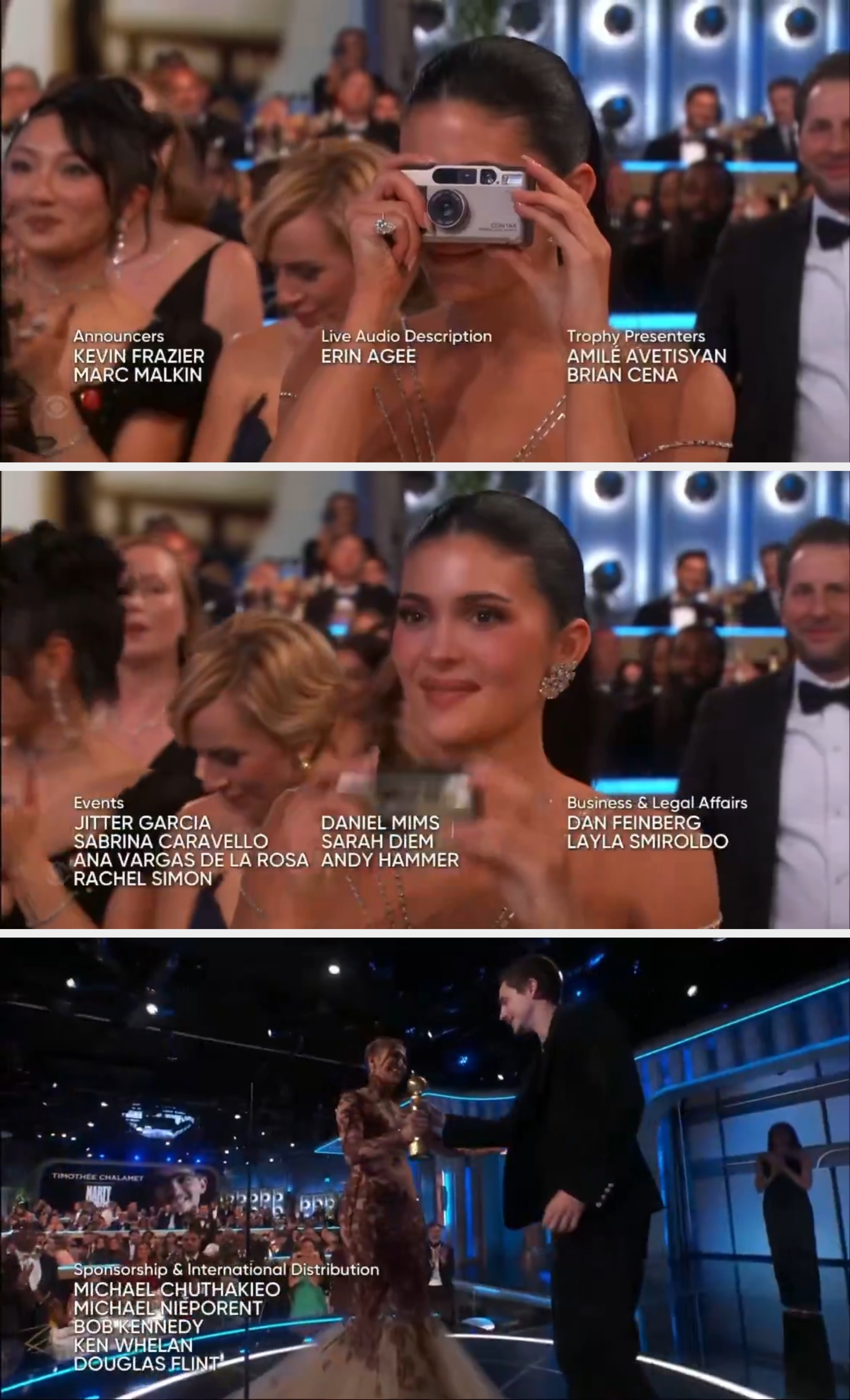 Person successful evening attire holding a camera astatine an event, surrounded by different attendees. Event credits overlaid connected the image