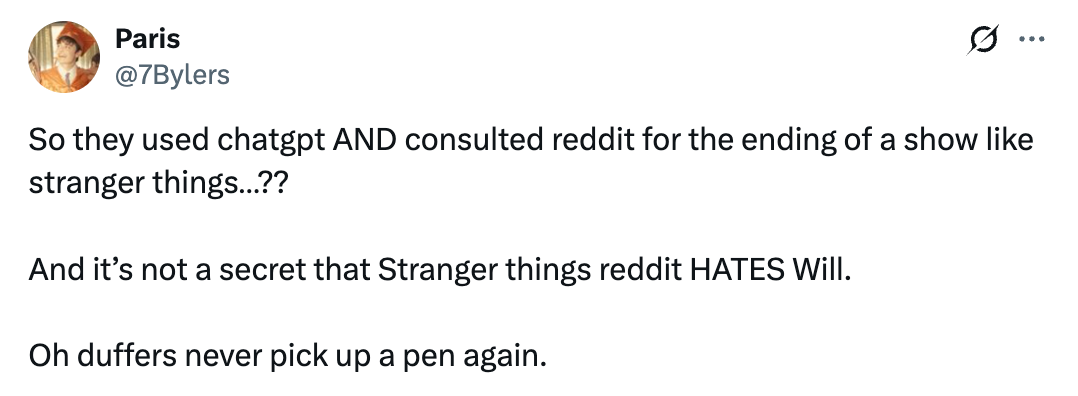En tweet som stiller spørsmål ved bruken av ChatGPT og Reddit for å avslutte programmer som 