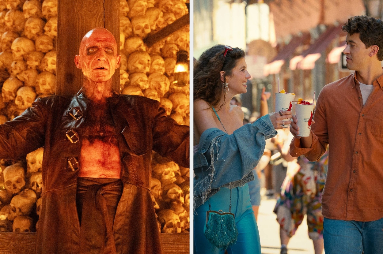 Split image of still from 28 Years Later: The Bone Temple and People We Meet on Vacation