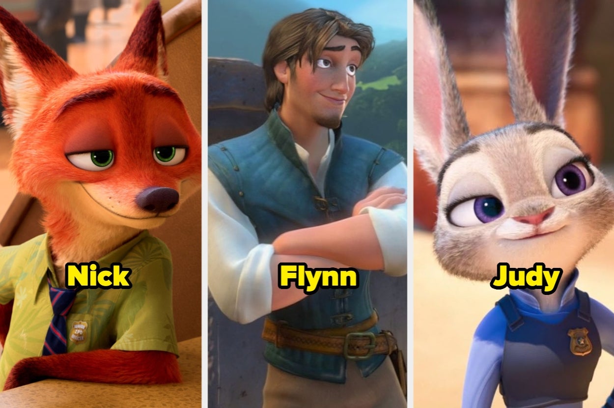 Nick, Flynn y Judy, personajes animados, posan juntos. Nick es un zorro con camisa y corbata, Flynn un hombre con chaleco, y Judy una coneja policía