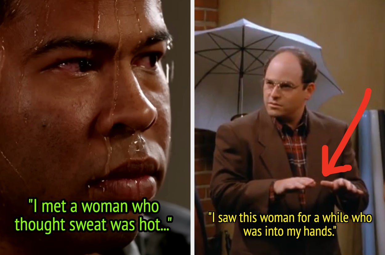 Bald man in a brown blazer and glasses stands indoors, gesturing with hands, with an umbrella visible in the background