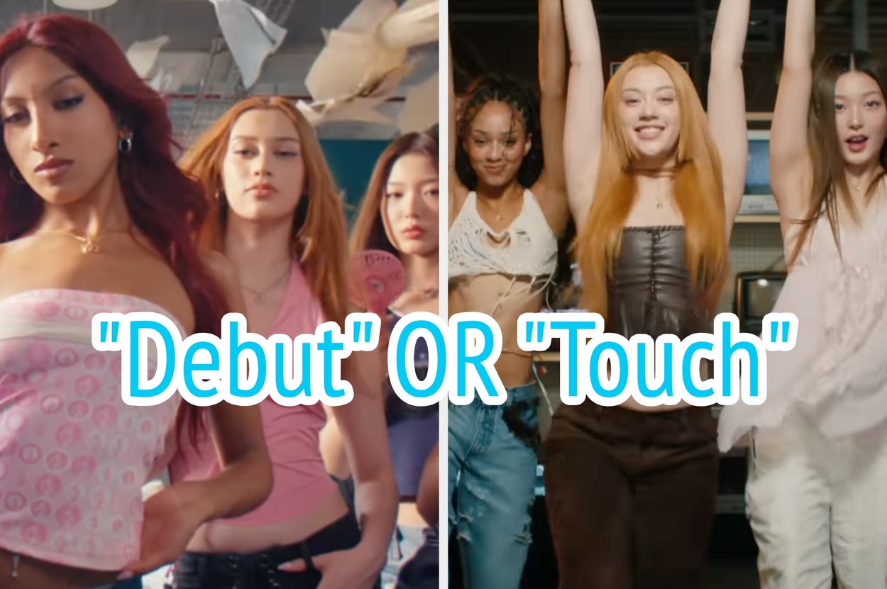 Four energetic dancers perform in stylish outfits with text: "Debut OR Touch."