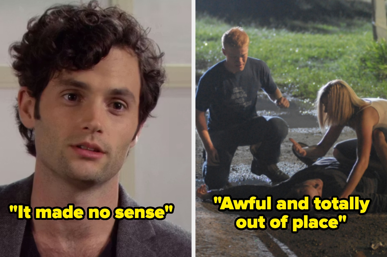Two scenes from TV shows with characters expressing confusion: "It made no sense" and "Awful and totally out of place."