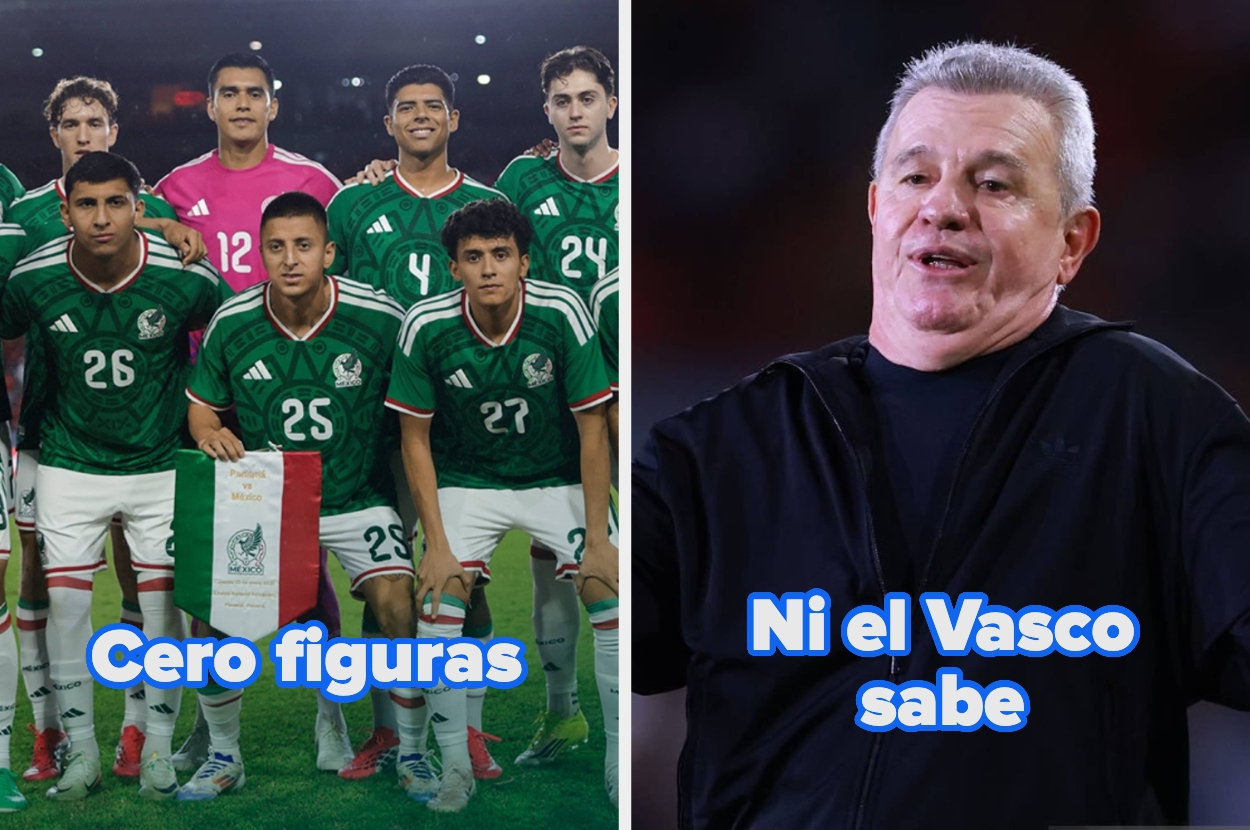 Soccer team wearing uniforms poses with a flag; text on the image suggests uncertainty or lack of notable players