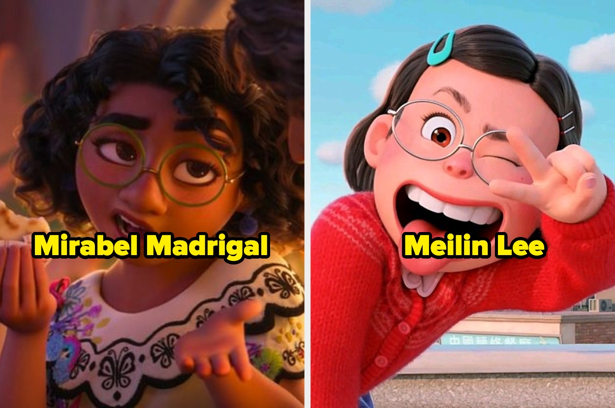 Mirabel Madrigal y Meilin Lee, personajes animados, posan en escenas de sus respectivas películas