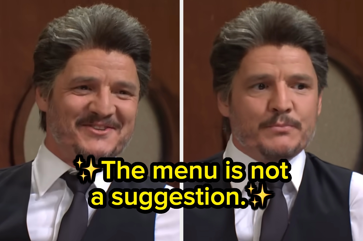 Man in a suit with text overlay: "The menu is not a suggestion," suggesting a firm statement