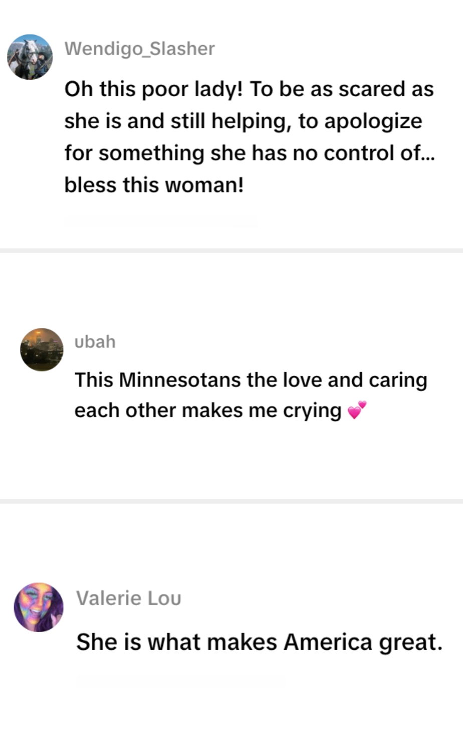 Kommentarer som uttrykker beundring og takknemlighet for noens vennlighet og bidrag til Amerika