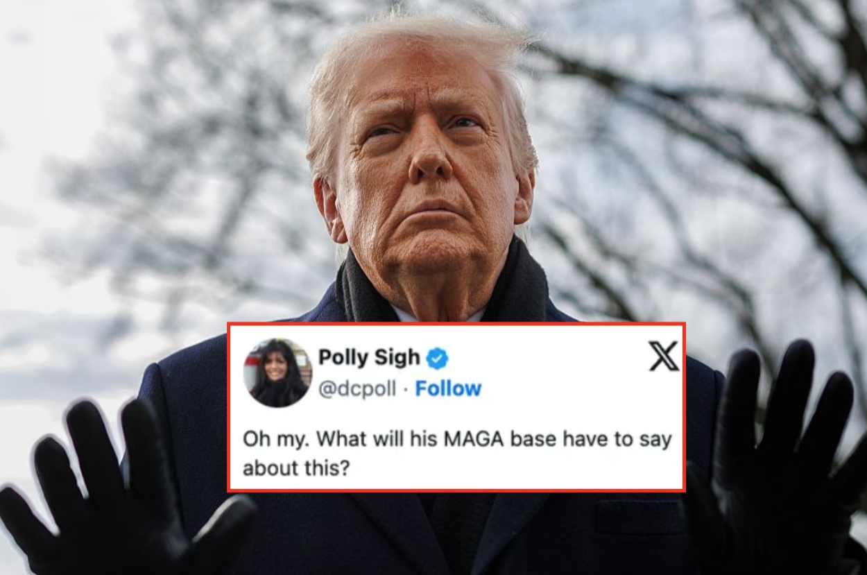 Person outdoors with tweet overlay questioning reaction from former U.S. president's supporters