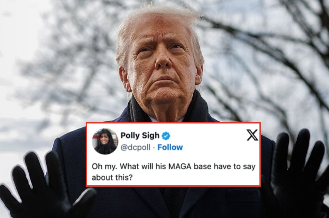 Person outdoors with tweet overlay questioning reaction from former U.S. president's supporters