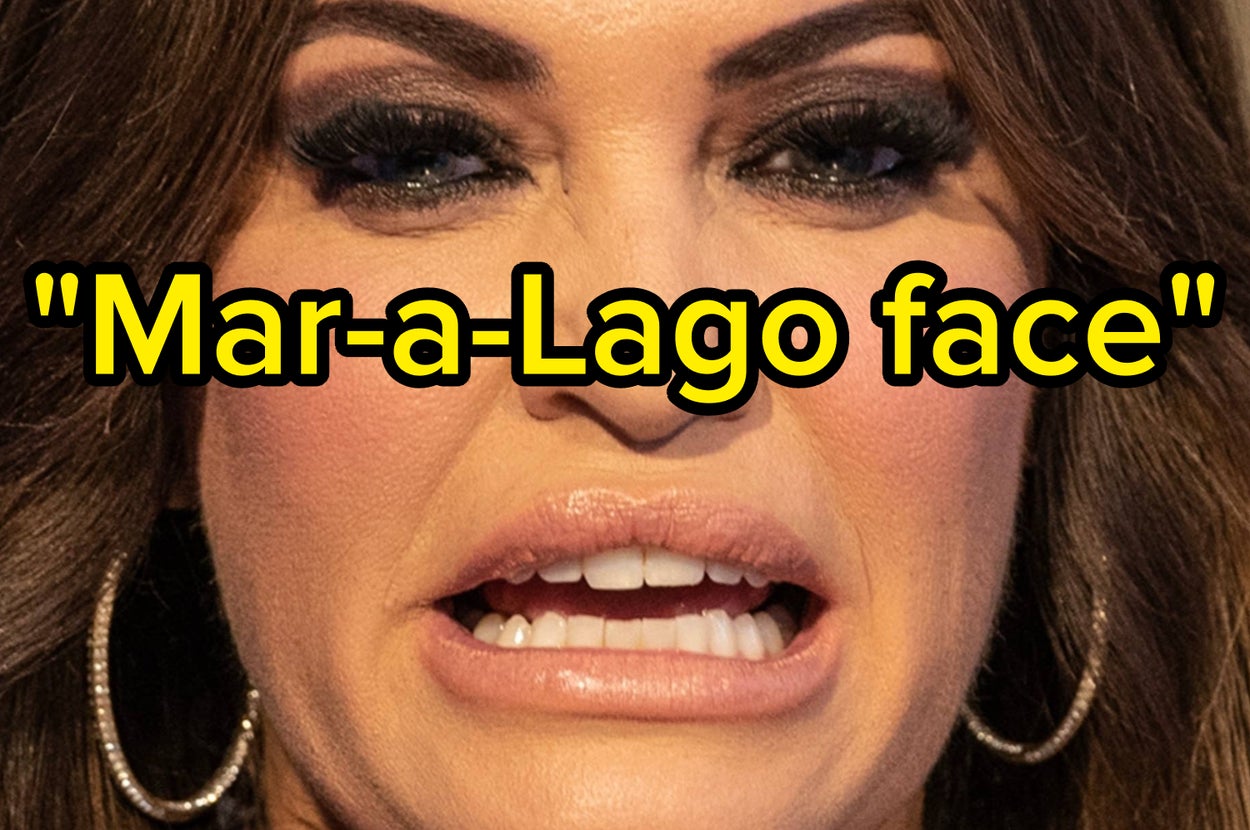 Person making a dramatic expression labeled "Mar-a-Lago face" overlaid on their photo