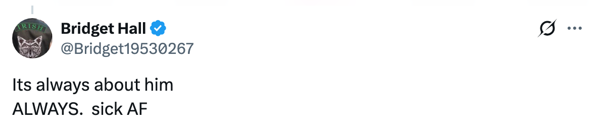 Tweet av Bridget Hall: