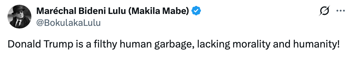 Tweet kritiserer Donald Trump og kaller ham