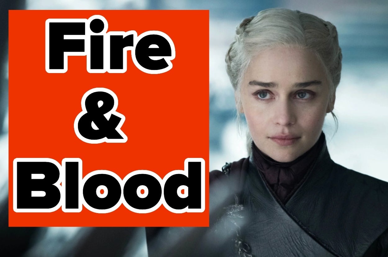 A character with braided hair and serious expression, wearing medieval attire, stands beside bold text reading "Fire & Blood."