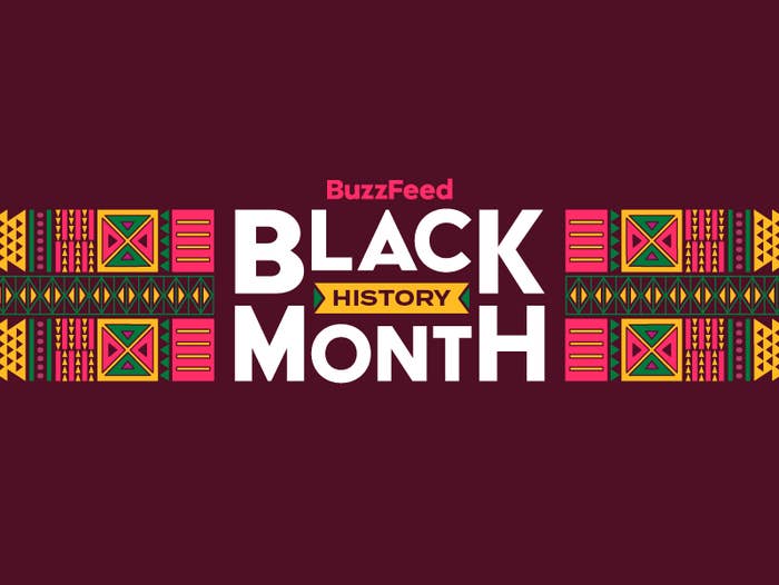 BuzzFeed Black History Month banner with vibrant African-inspired geometric patterns connected  some  sides