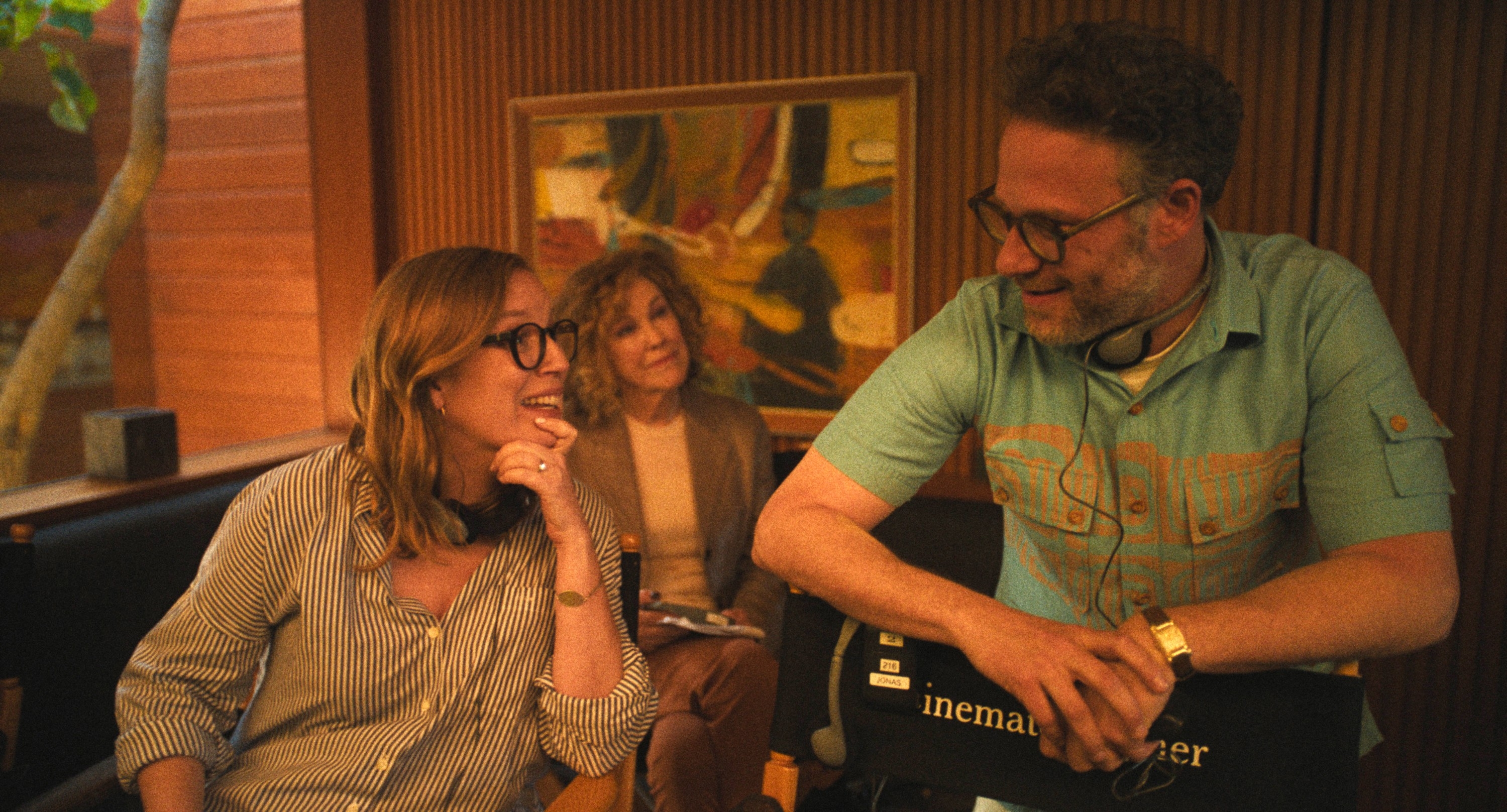 Three radical   successful  a relaxed, affable  speech  connected  a movie  set; 1  antheral   with a headset