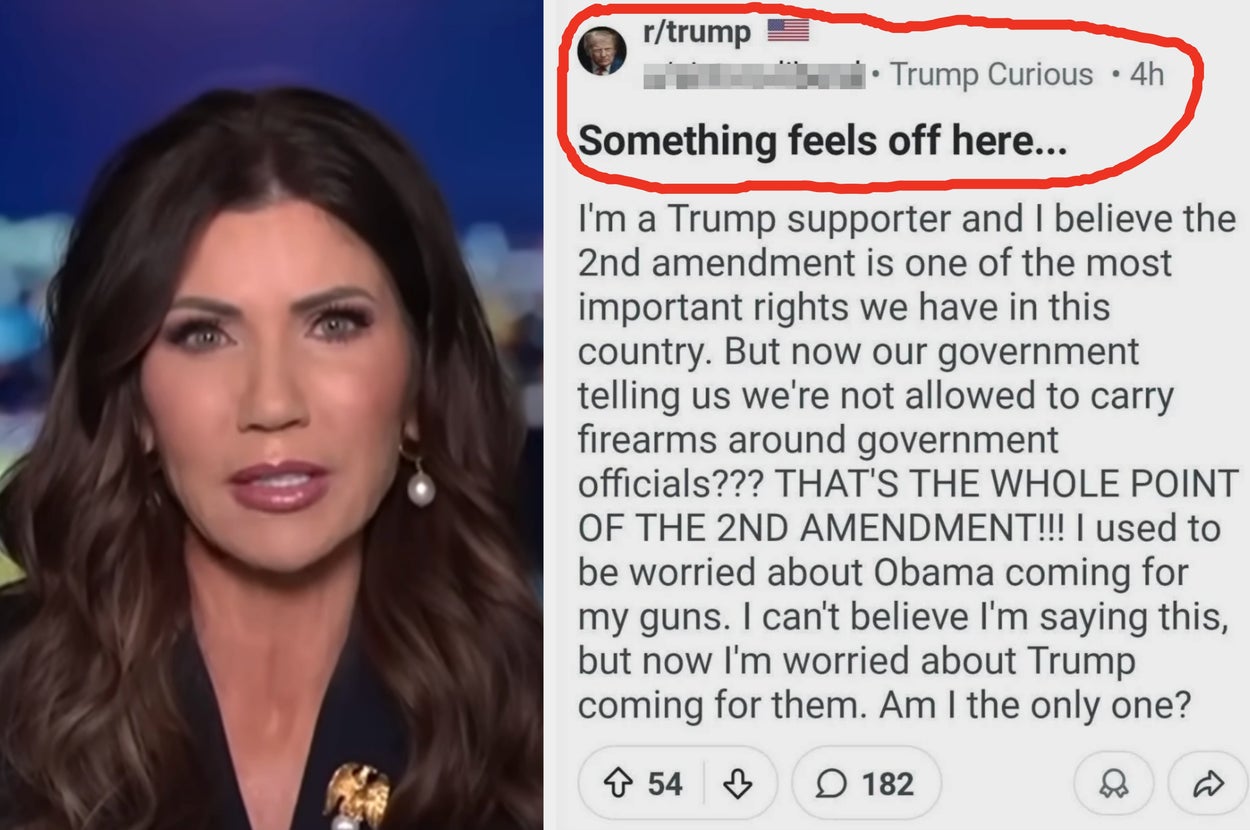 A text post questions firearm restrictions by someone previously concerned about Obama, now expressing concern about Trump. TV screenshot included