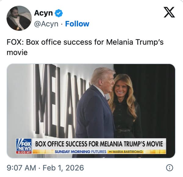 Box Office Success for Melania Trump's Movie.
