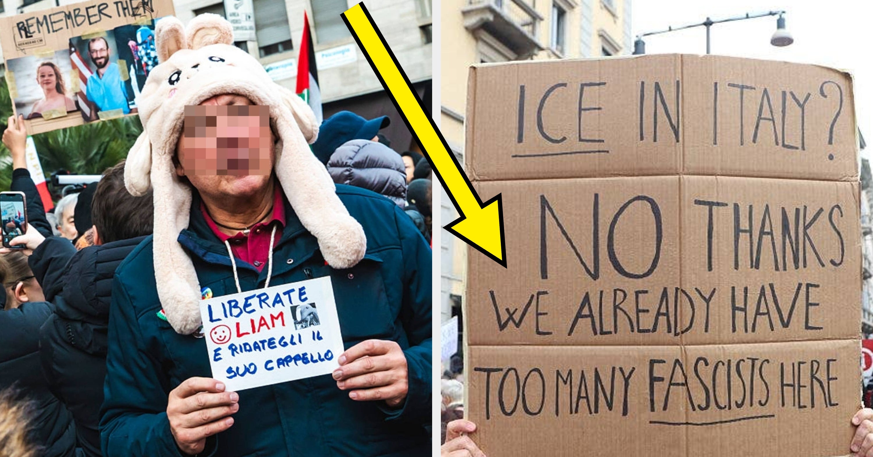 "No Pineapple On Pizza. No Cappuccino With Lunch. NO ICE": 19 Anti-ICE Signs From Protests In Italy That Went Straight For America’s Jugular