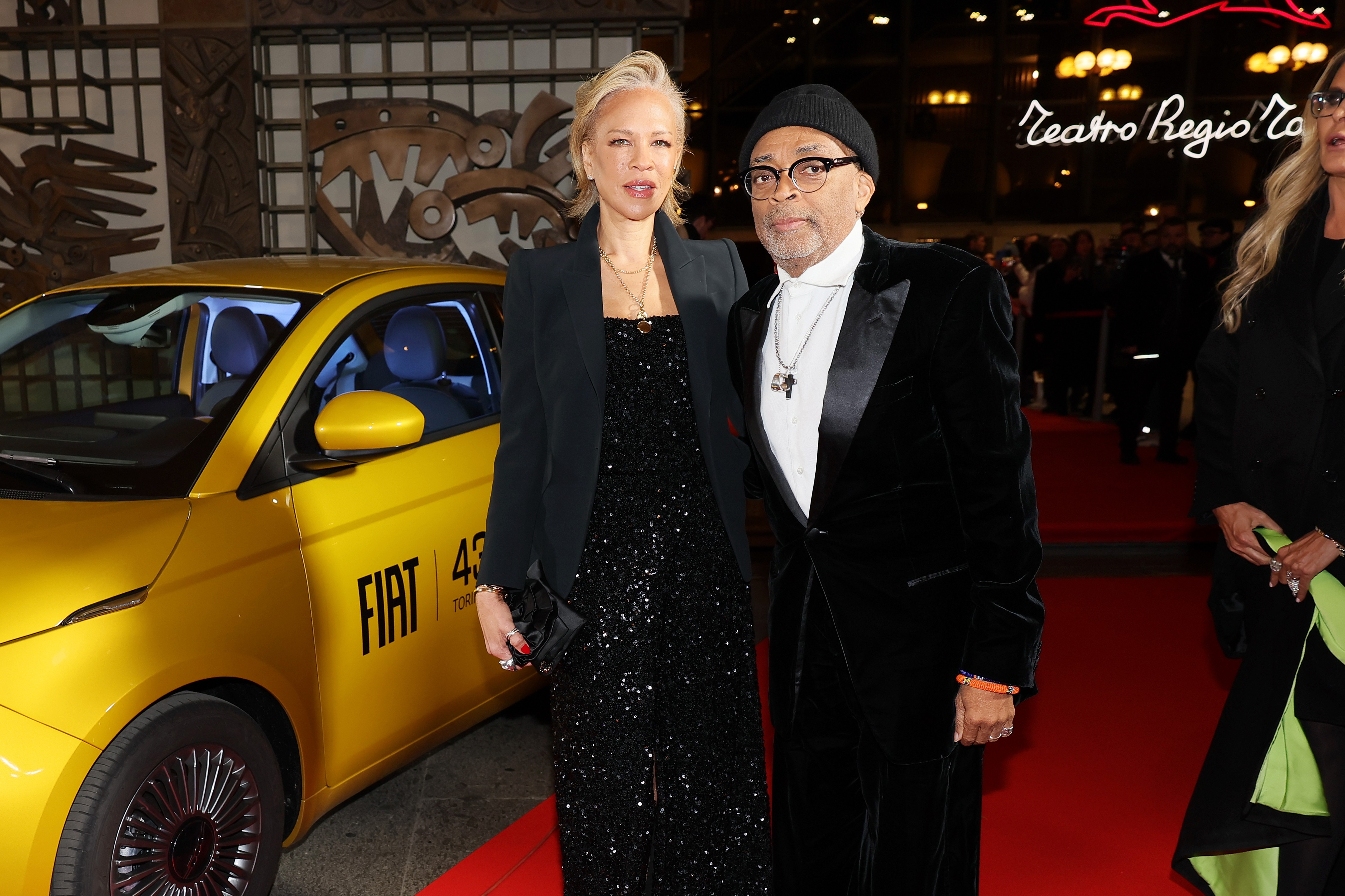 Tonya Lewis Lee and Spike Lee are seen arriving connected  the reddish  carpet, Stellantis is the authoritative  car   of the 43rd Turin Film Festival