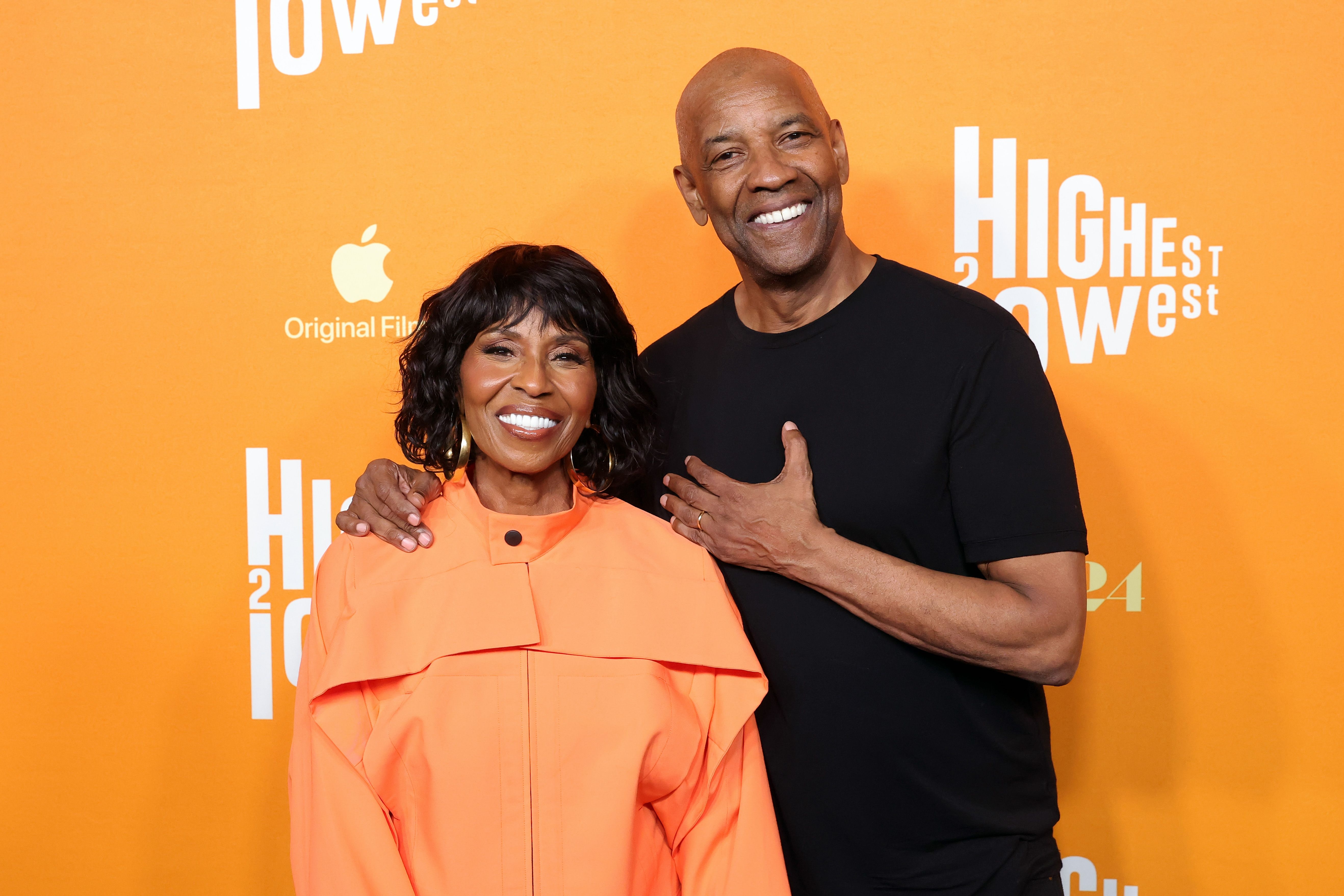 Pauletta Washington and Denzel Washington be  the Los Angeles peculiar   screening of Apple Original Films and A24's "Highest 2 Lowest"