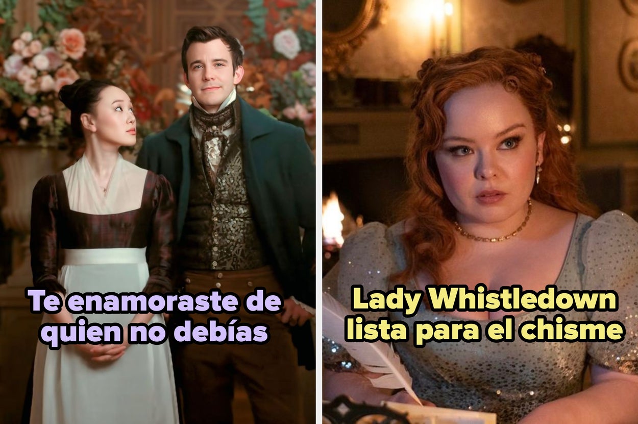 Dos imágenes: a la izquierda, dos hombres en traje victoriano miran en direcciones opuestas; a la derecha, una pareja en vestimenta similar. Texto: "Dos Lords pelearon por ti", "Te enamoraste de quien no debías"