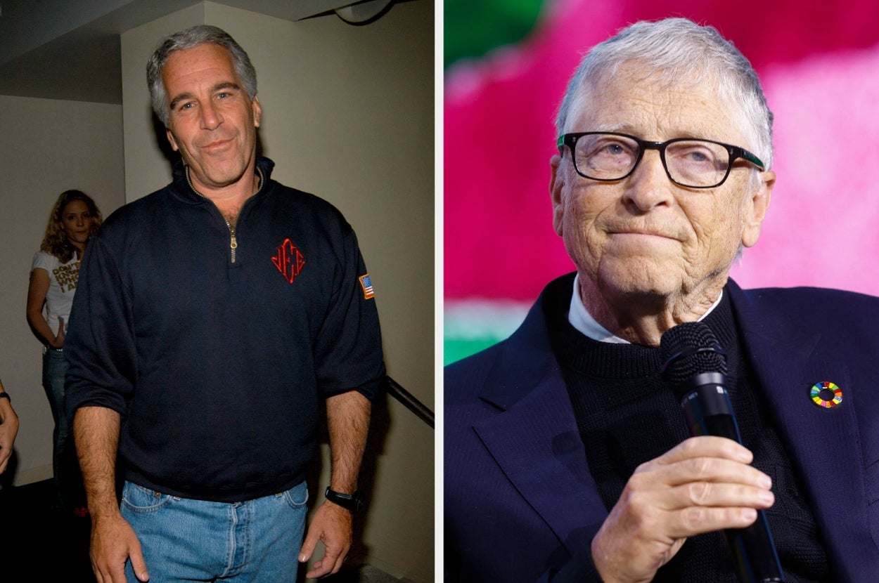 Two men are shown side-by-side. The left man is casually dressed, and the right man is in a suit, holding a microphone